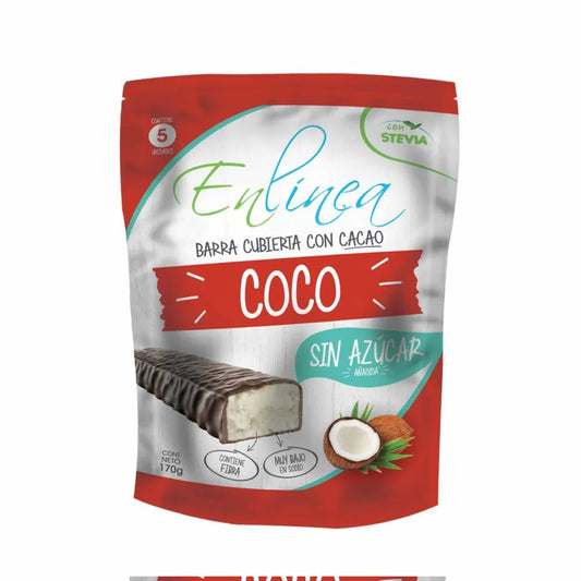 Barra de coco cubierta con cacao En línea 170g