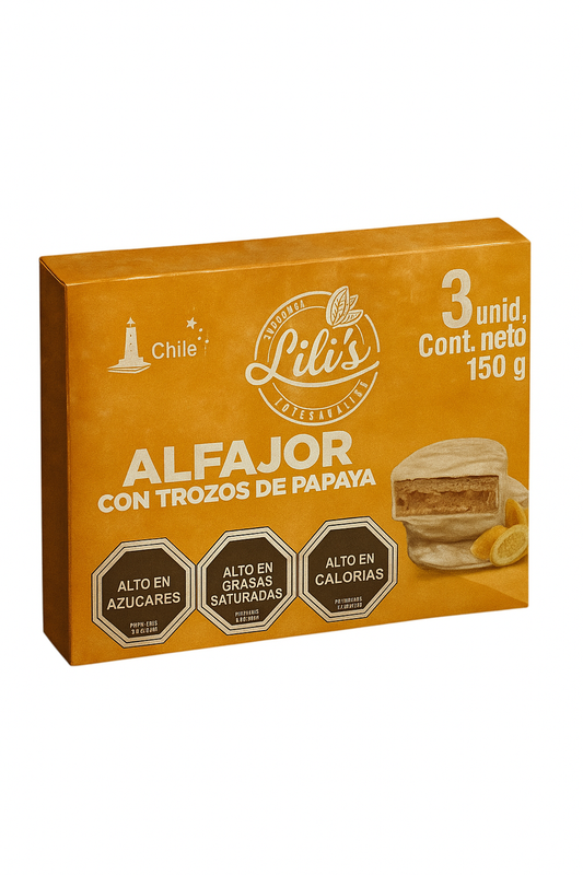Alfajor blanco con trozos de papaya 3 unidades