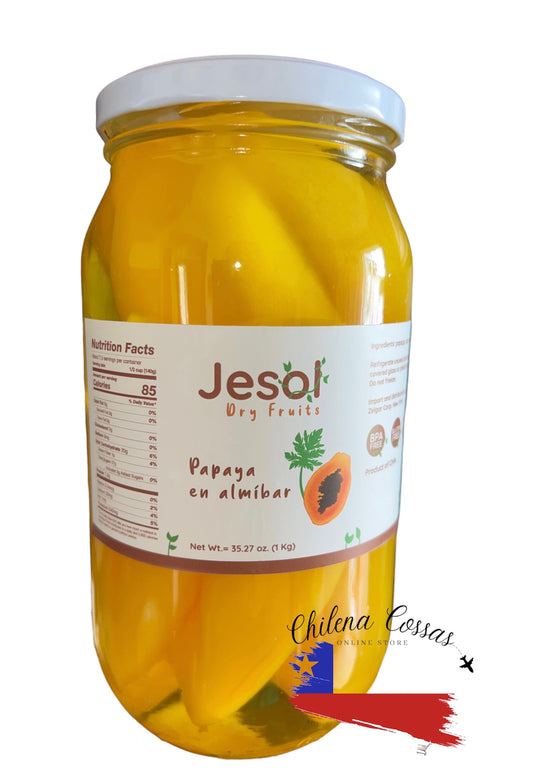 Papayas en conserva chilenas 1000cc – dulce tradicional del norte