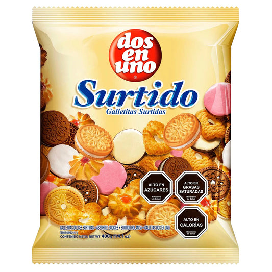 Surtido de galletas dos en uno