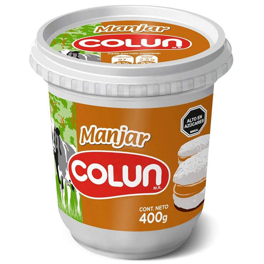 Manjar Colun chileno 400g, dulce de leche tradicional.