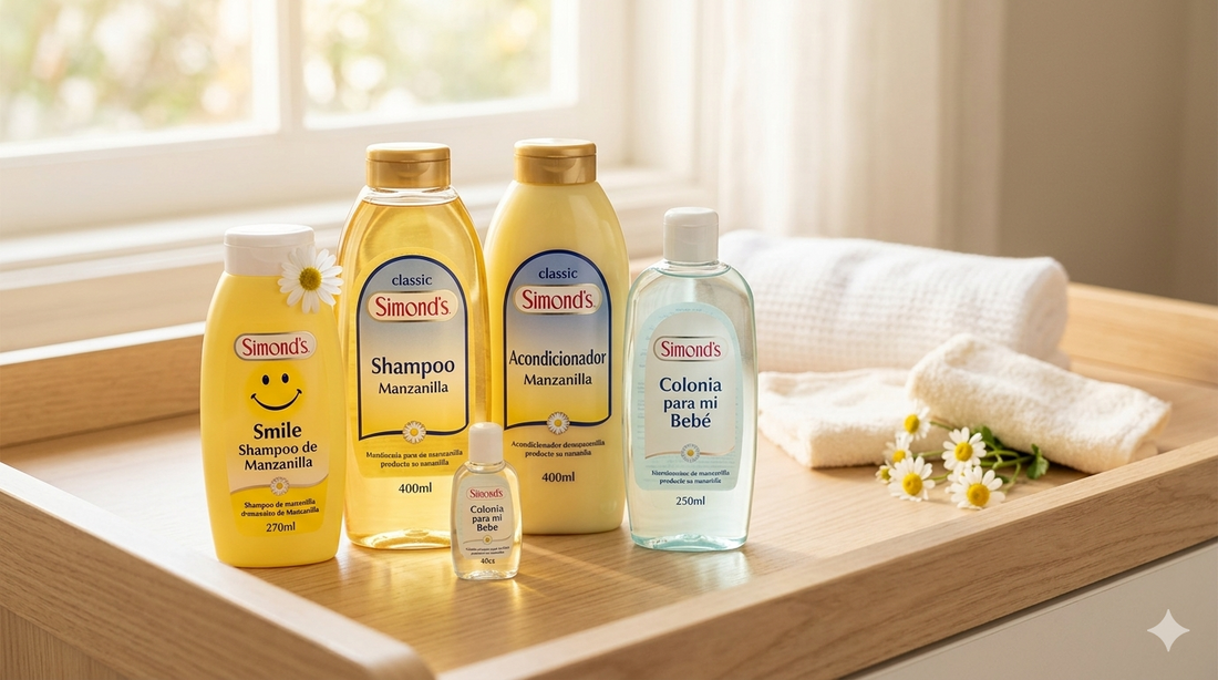 Productos de cuidado infantil Simond's: Shampoo de Manzanilla, Acondicionador y Colonia para bebés en Chilena Cossas USA