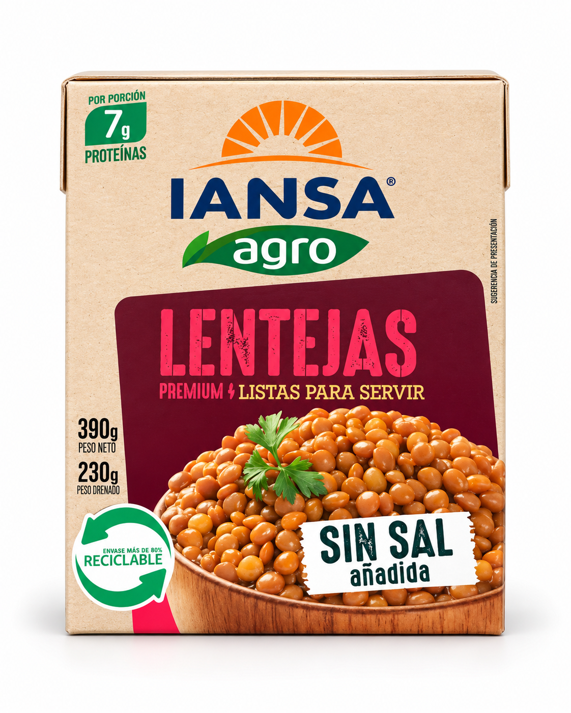 Lentejas Premium IANSA Agro 390 g – Sin Sal Añadida, Listas para Servir