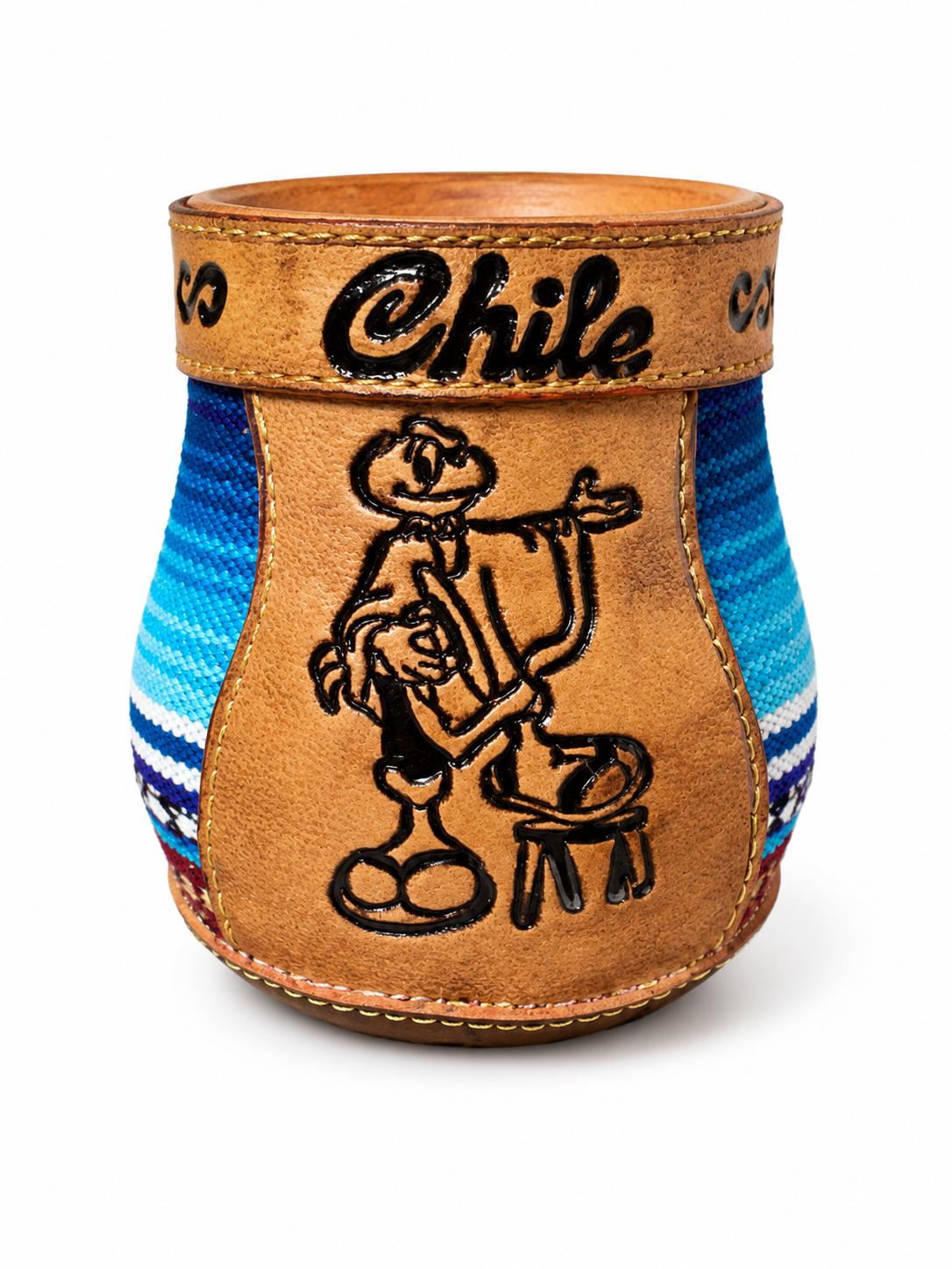 Matero Chileno Artesanal de Cuero y Telar –  Matero Tradicional Hecho en Chile | Regalo Típico Chileno - Chilena Cossas 