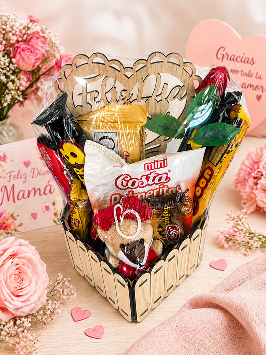 Bandeja Día de la Madre con Snacks Chilenos | Regalo para Mamá con Alfajores, Jugo y Chocolates- Tamaño small