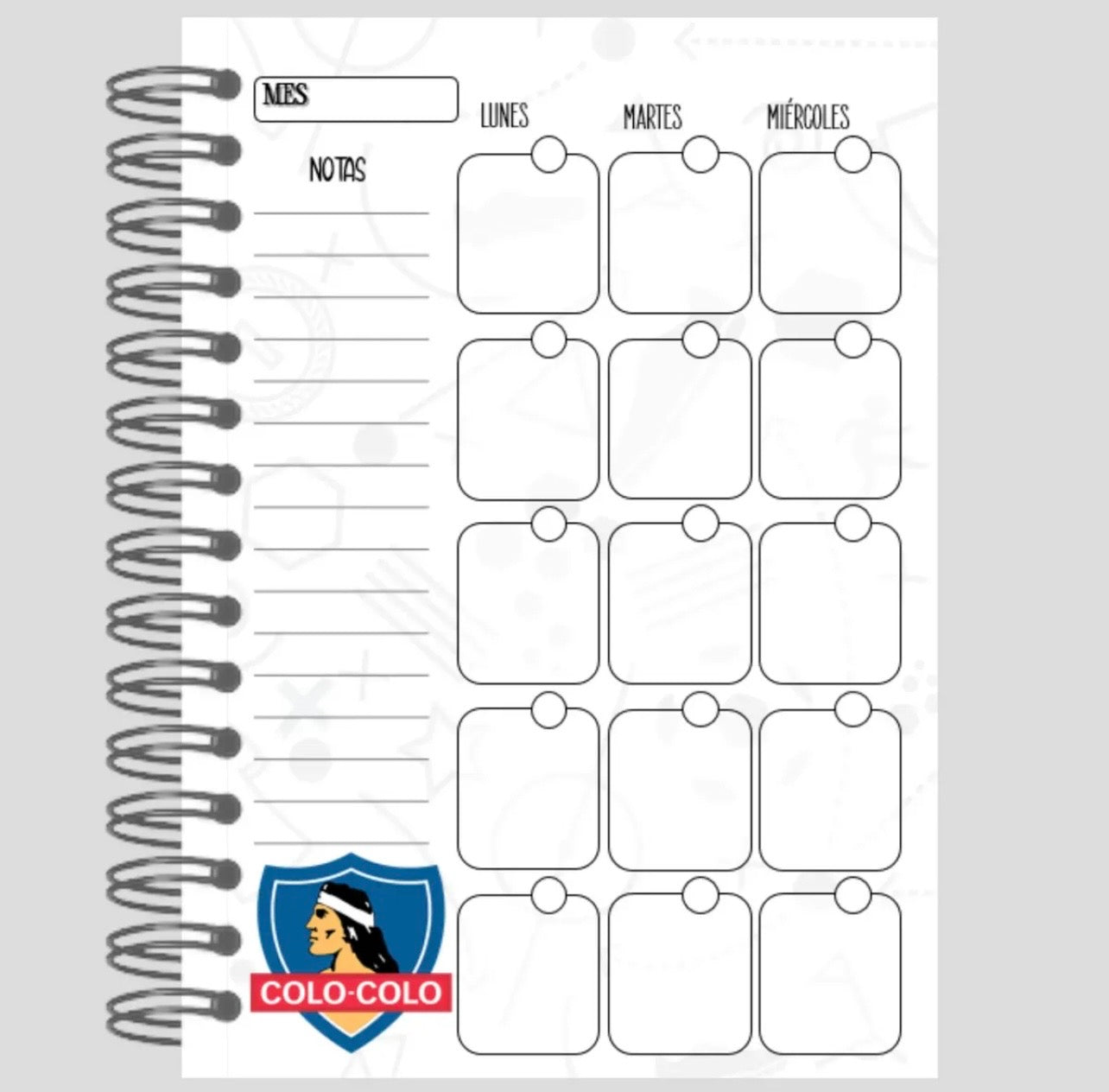Agenda Colo Colo con planificador semanal