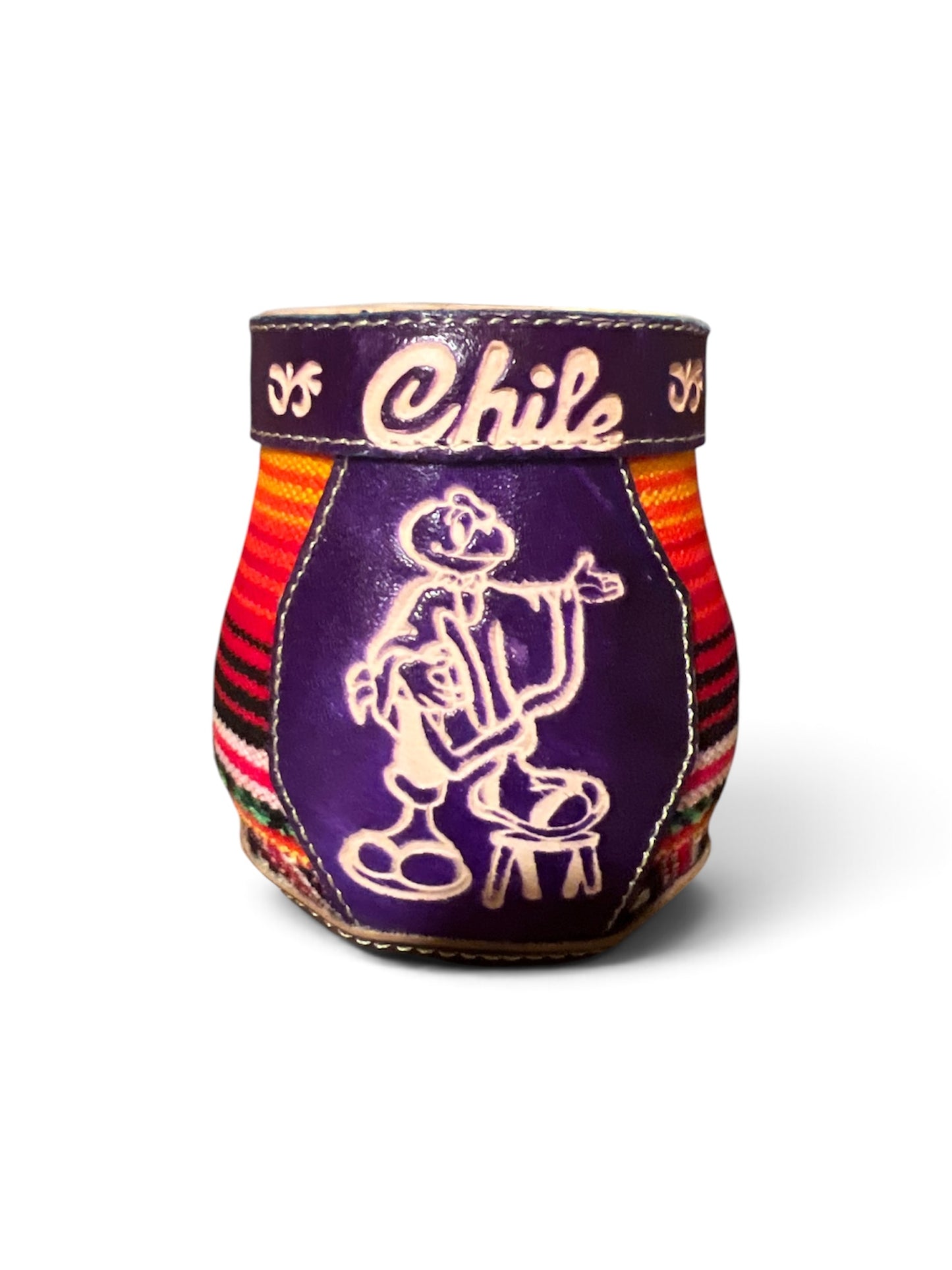 Matero Chileno Artesanal de Cuero y Telar –  Matero Tradicional Hecho en Chile | Regalo Típico Chileno - Chilena Cossas 
