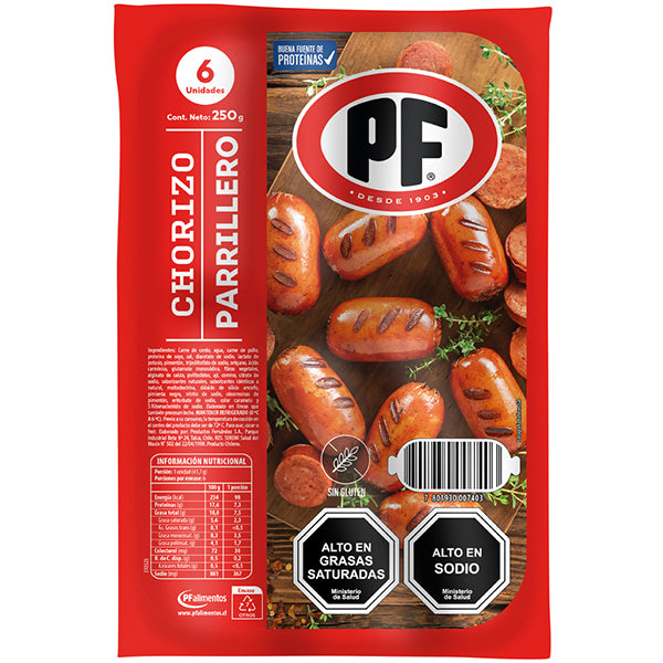 Chorizo parrillero PF 250g - 6 unidades - Chilena Cossas 