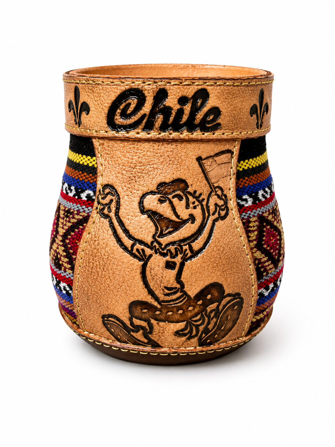 Matero Chileno Artesanal de Cuero y Telar –  Matero Tradicional Hecho en Chile | Regalo Típico Chileno - Chilena Cossas 