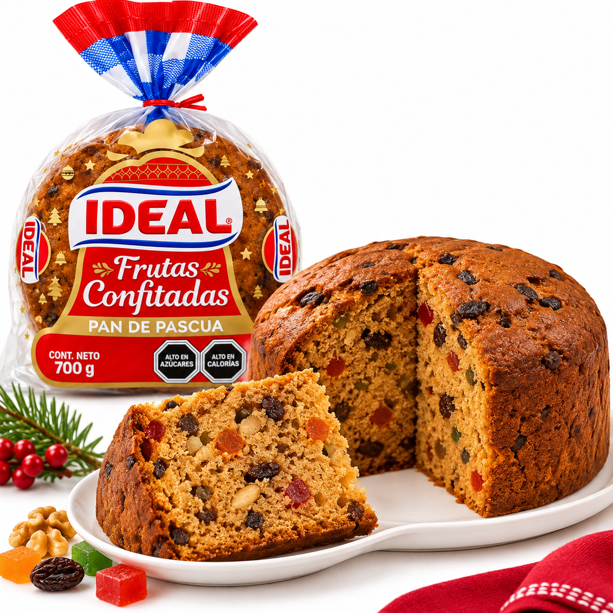 Pan de Pascua Ideal Frutas Confitadas 700g – Pan de Pascua Chileno Tradicional con Fruta Confitada | Ideal para Navidad
