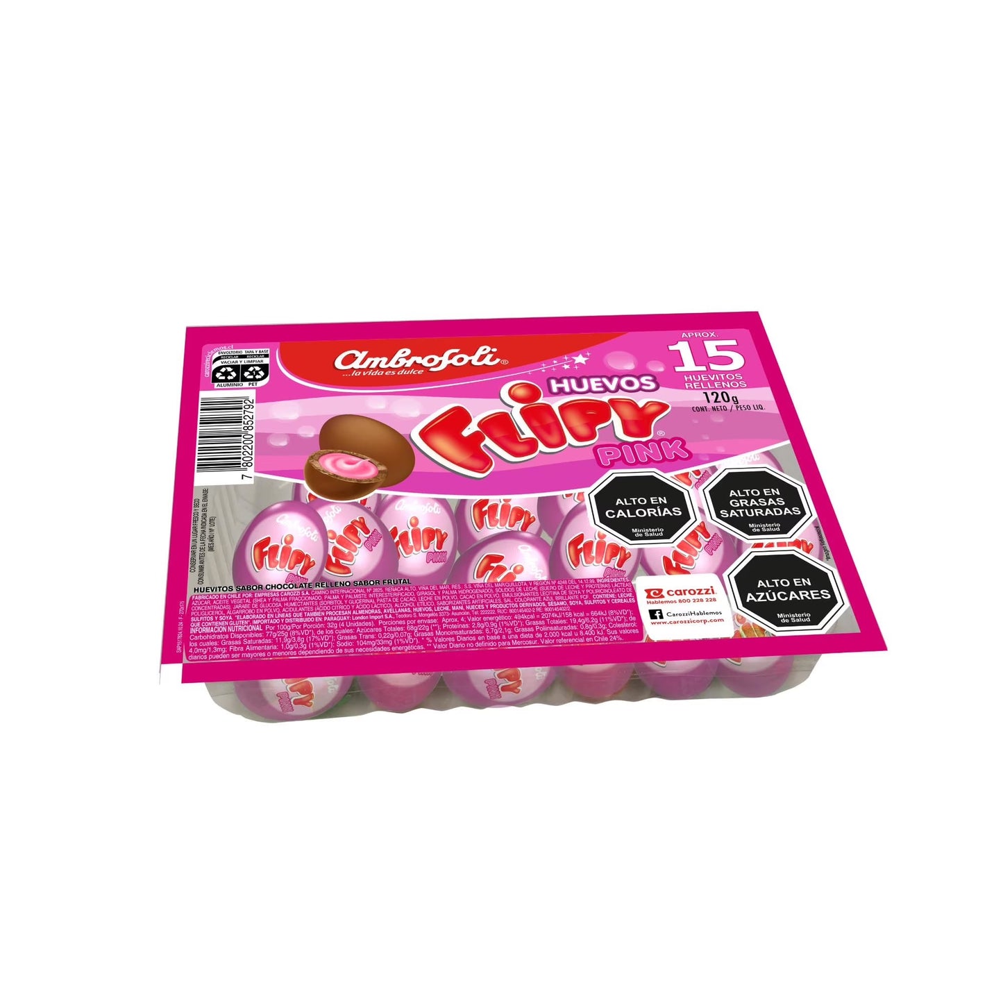 Huevitos Flipy rellenos sabor frutal - 15 unidades