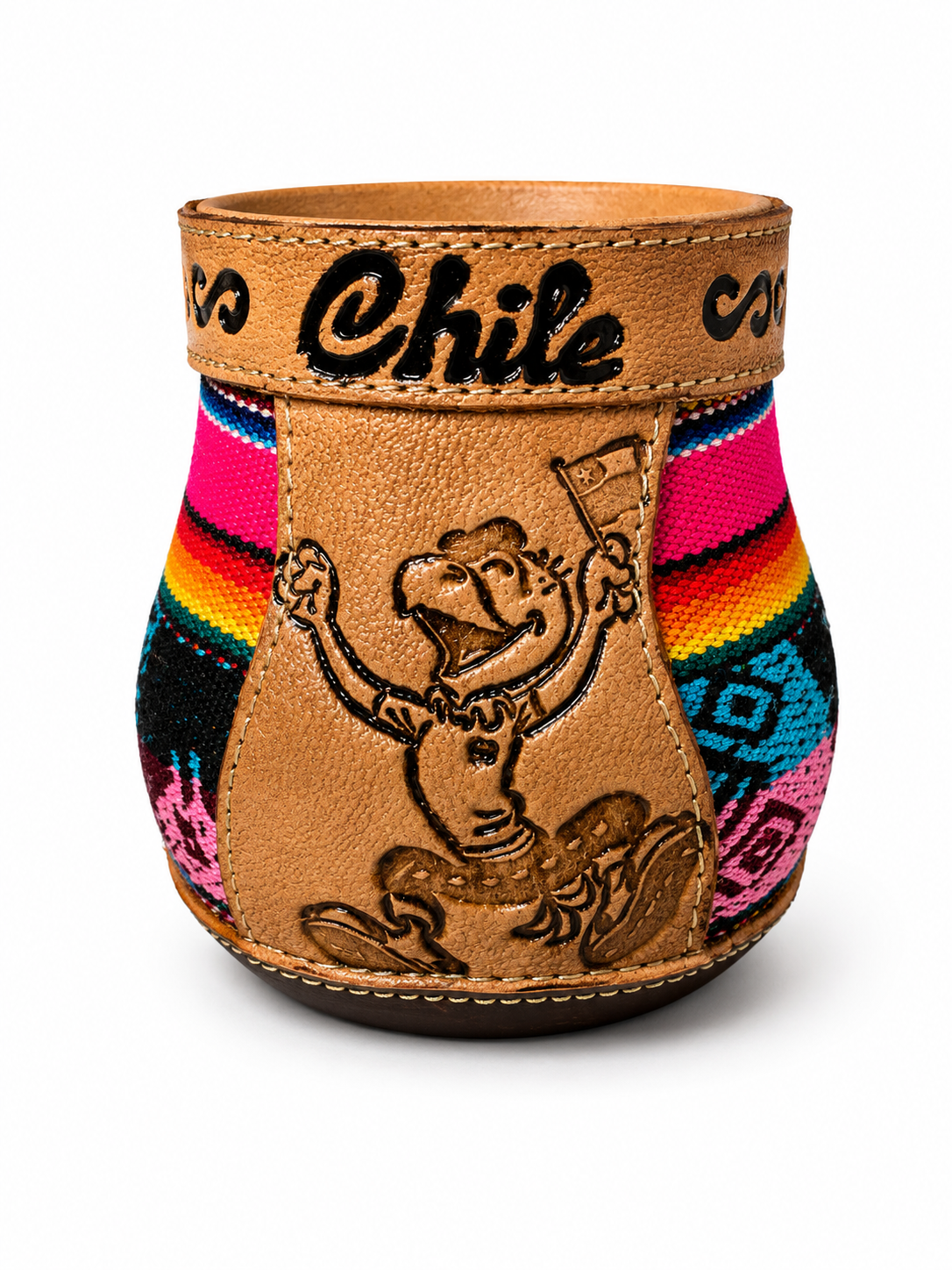 Matero Chileno Artesanal de Cuero y Telar –  Matero Tradicional Hecho en Chile | Regalo Típico Chileno - Chilena Cossas 