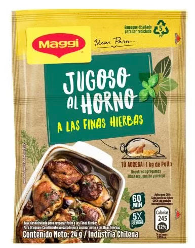 Jugoso al horno a las finas hierbas maggi - Chilena Cossas 