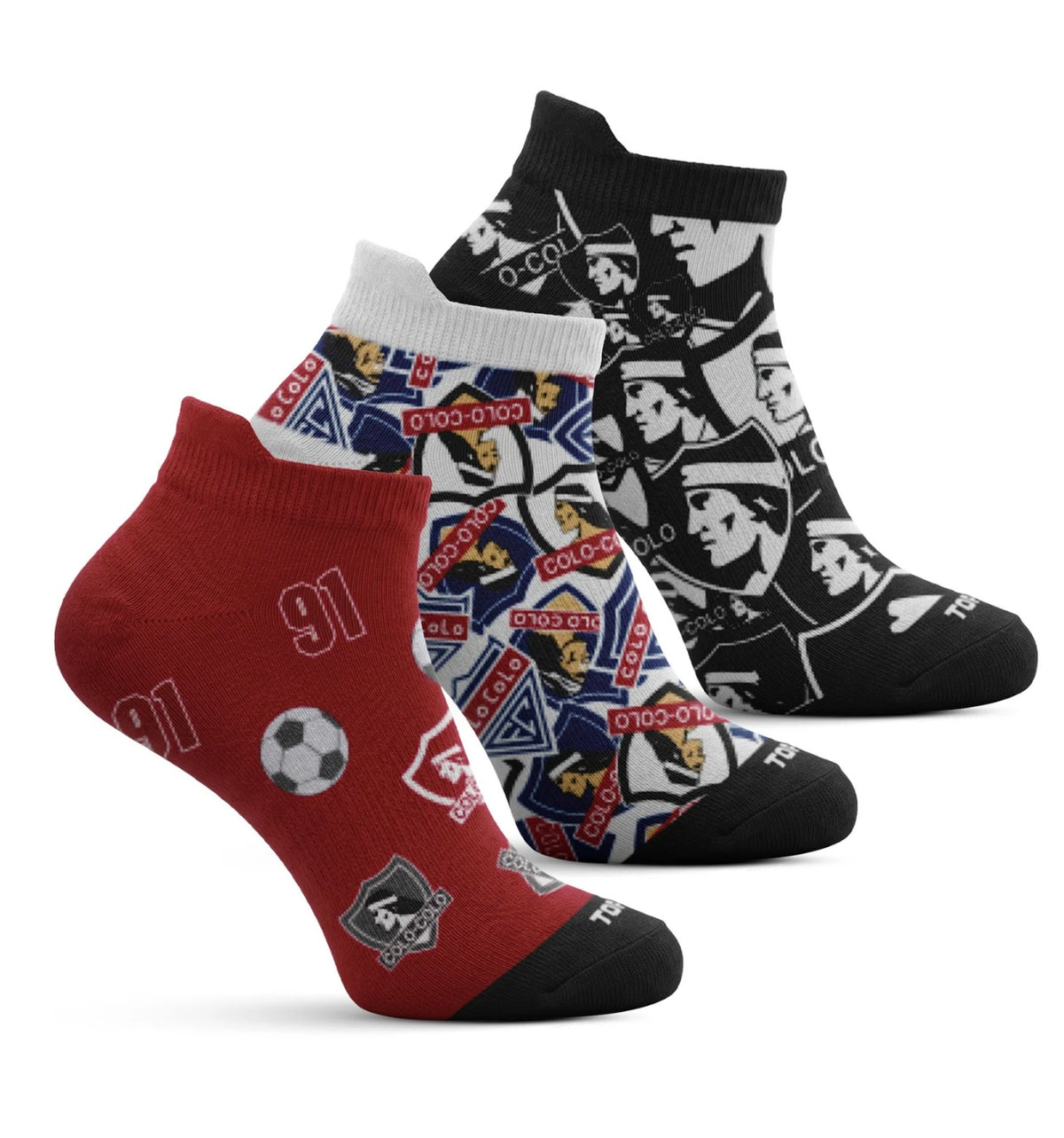 Calcetines Cortos Algodón Niños Colo-Colo Pack 3 - talla 5-6