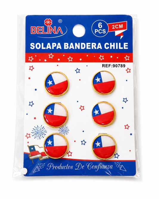 Set de 6 Pines Bandera de Chile – 2 cm | Fiestas Patrias
