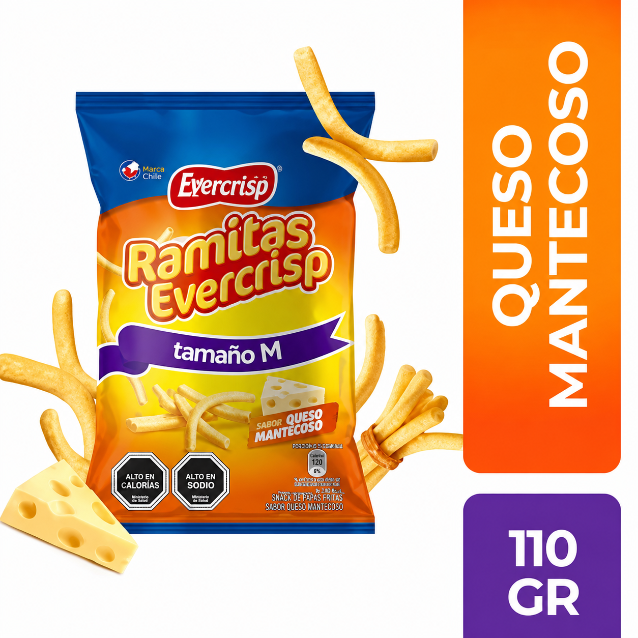 Ramitas de Queso Evercrisp | Snack Chileno Crujiente Original (Varios Tamaños) - Chilena Cossas 