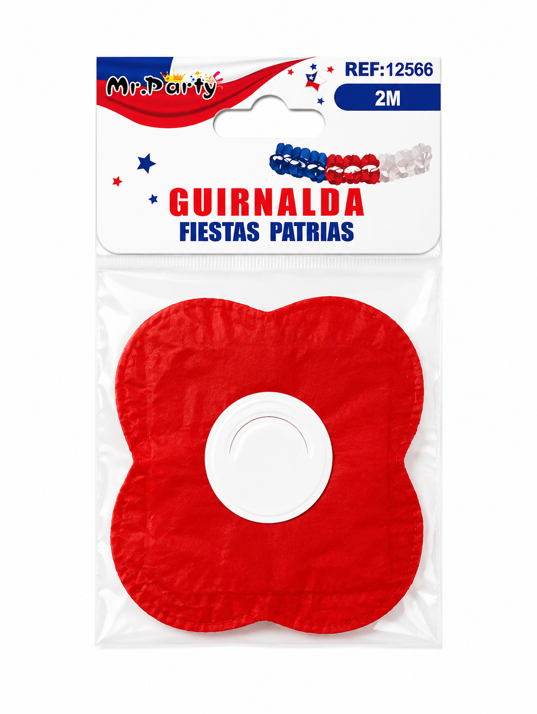 Guirnalda Fiestas Patrias Chilenas 2 Metros – Decoración Rojo, Blanco y Azul
