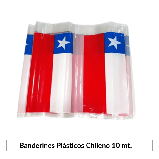 Banderas Plásticas Chilenas 10 Metros – Decoración Fiestas Patrias 🇨🇱