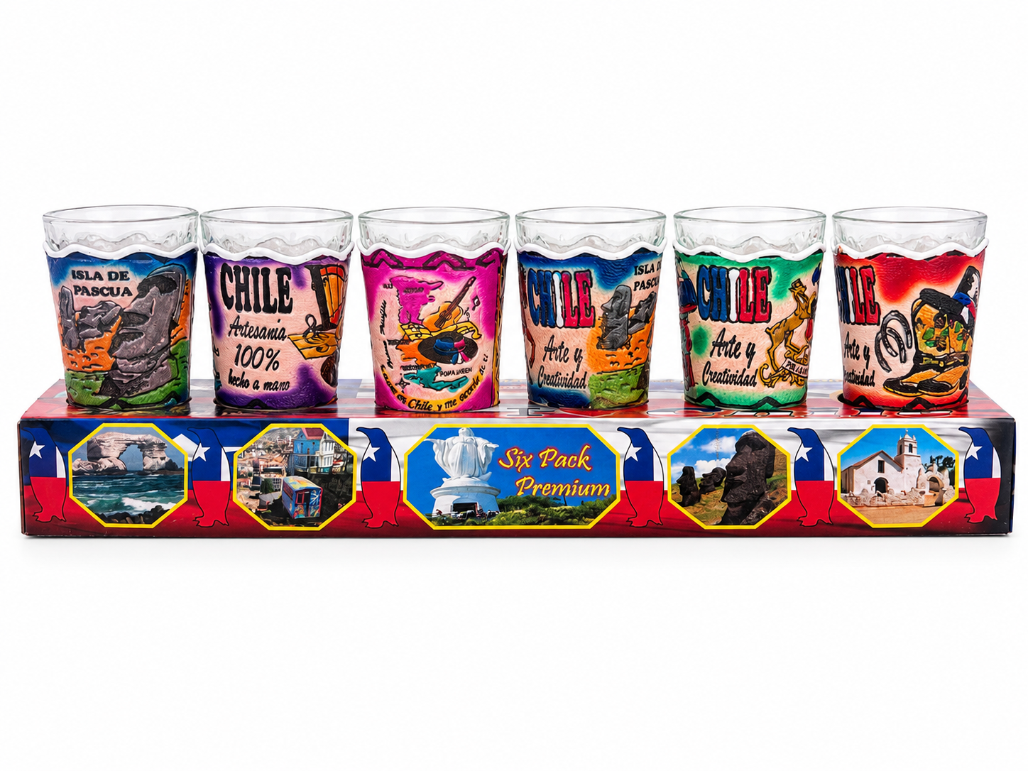 Set de Vasos Shot Souvenir Chile – Diseños Artesanales - Chilena Cossas 
