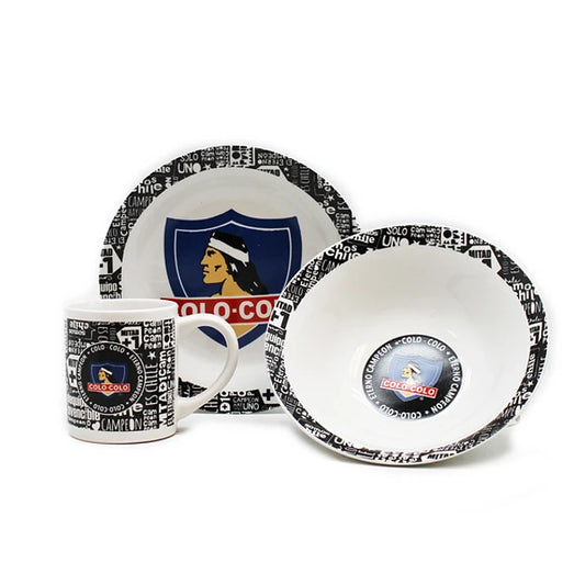 Set de desayuno Colo Colo taza y plato vajilla oficial hincha albo chile