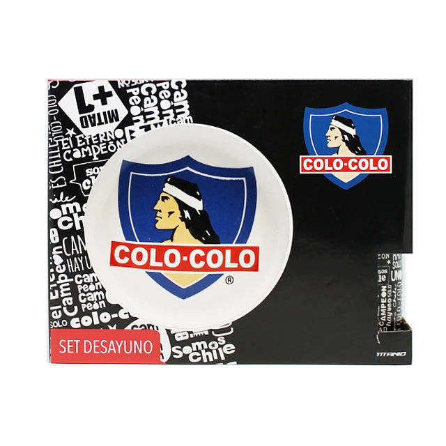 Set de desayuno Colo Colo taza y plato vajilla oficial hincha albo chile