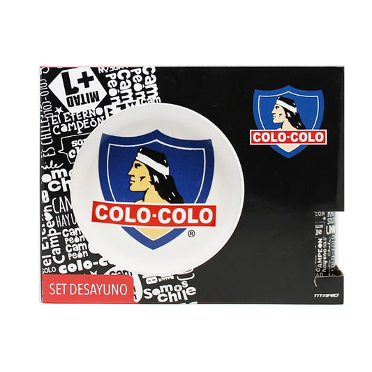 Set de desayuno Colo Colo taza y plato vajilla oficial hincha albo chile
