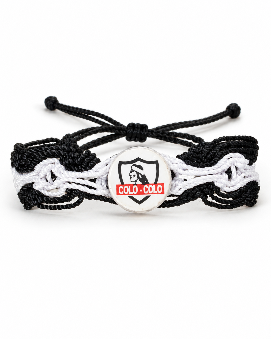 Pulsera artesanal Colo Colo en colores blanco y negro