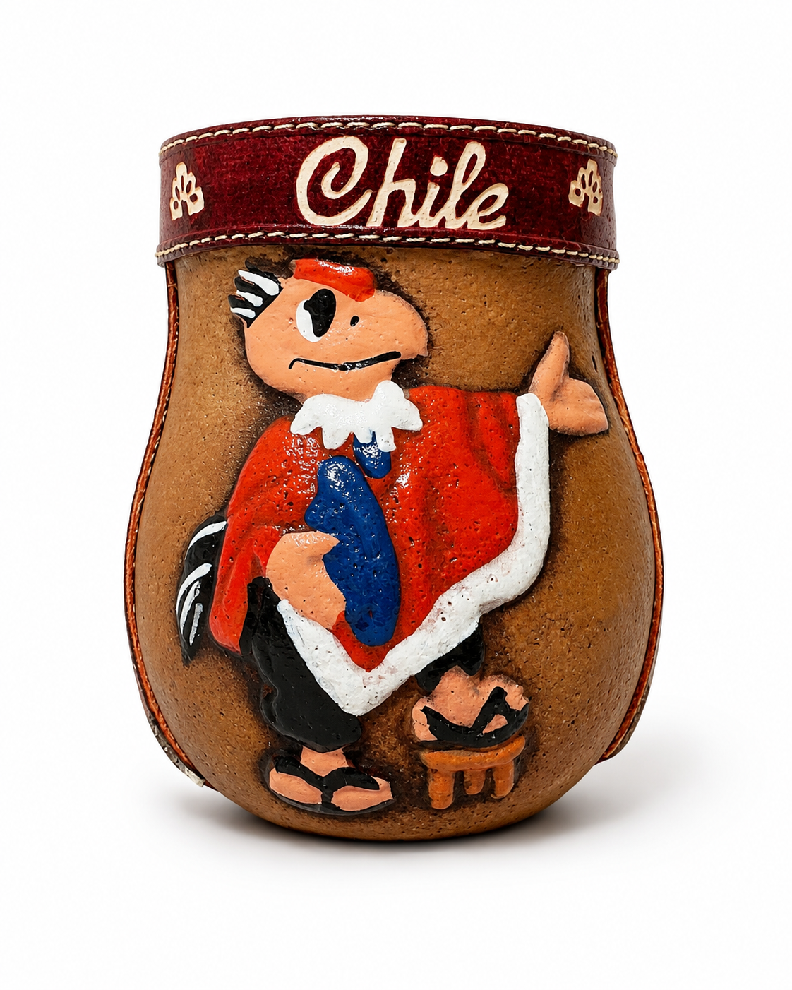 Matero Chileno Artesanal de Cuero y Telar –  Matero Tradicional Hecho en Chile | Regalo Típico Chileno - Chilena Cossas 