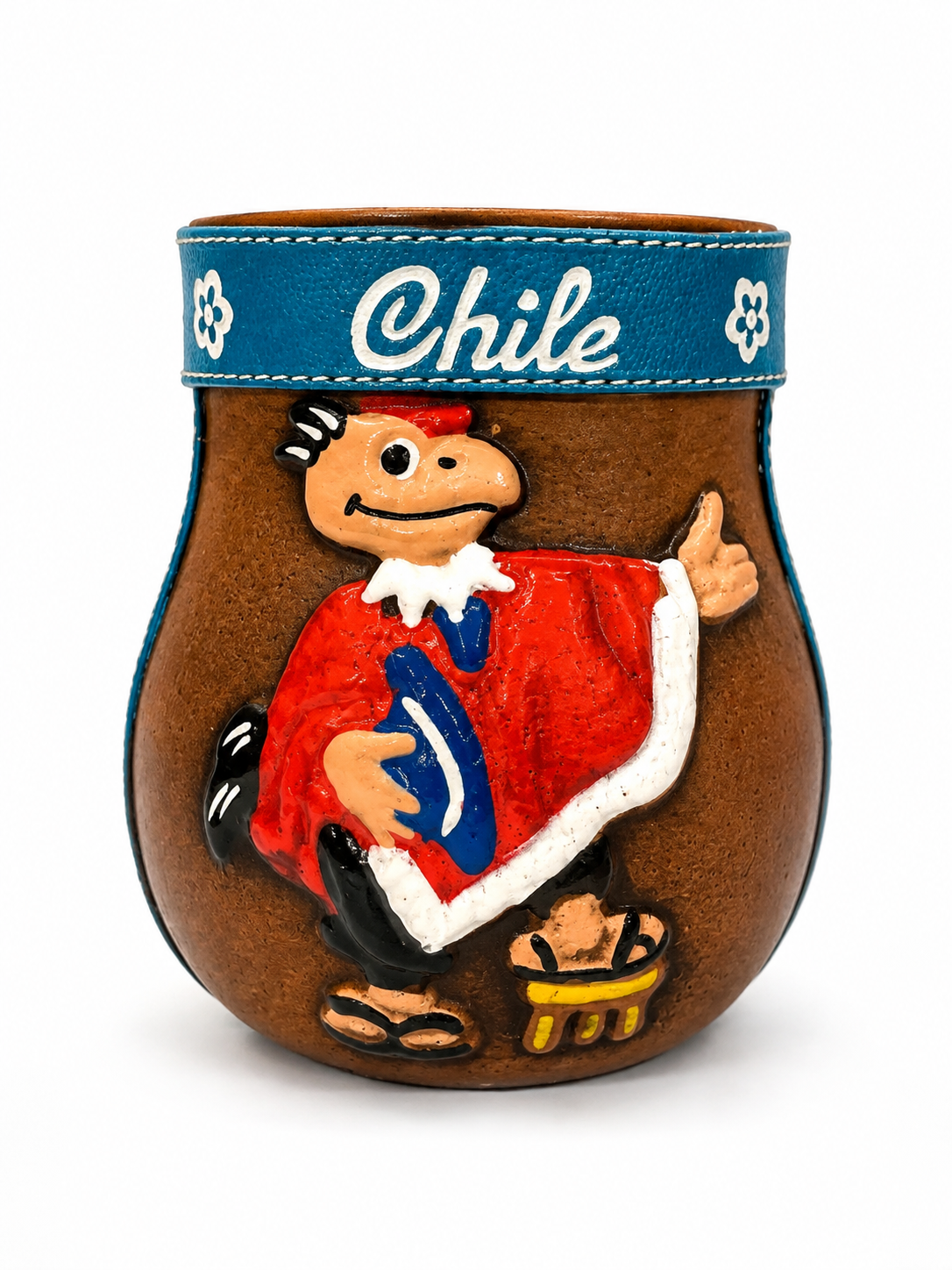 Matero Chileno Artesanal de Cuero y Telar –  Matero Tradicional Hecho en Chile | Regalo Típico Chileno - Chilena Cossas 