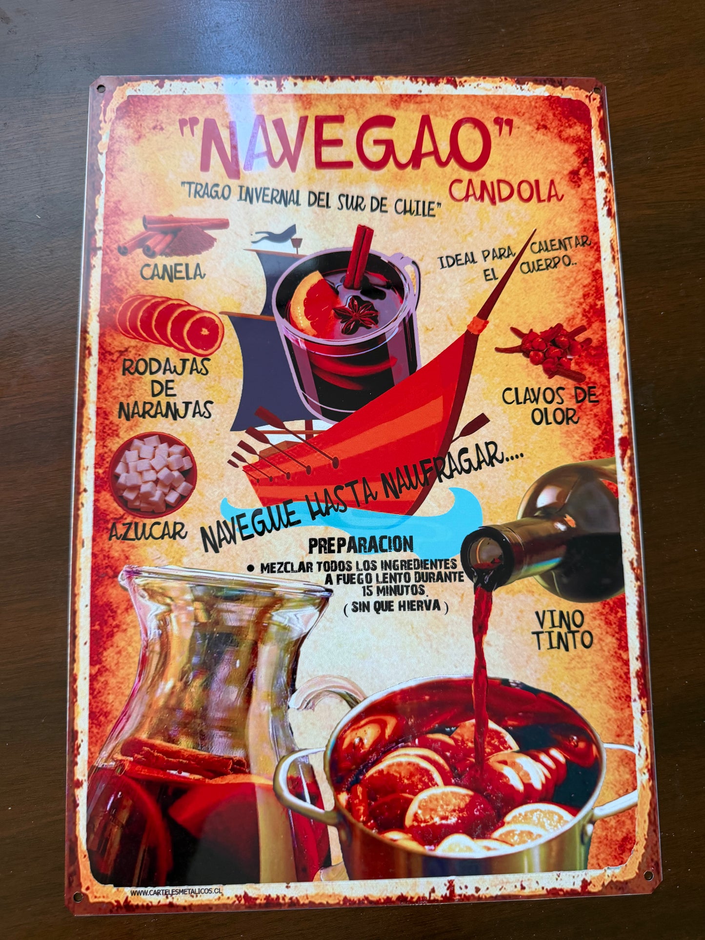 Cartel de metal chileno - Quincho, bar decoracion - 20x30cm