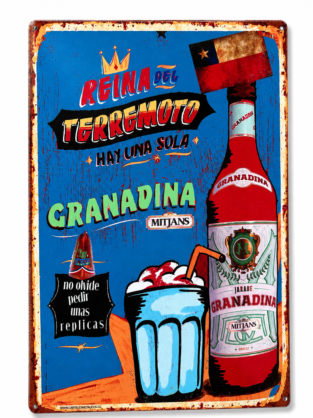 Cartel de metal chileno - Quincho, bar decoracion - 20x30cm