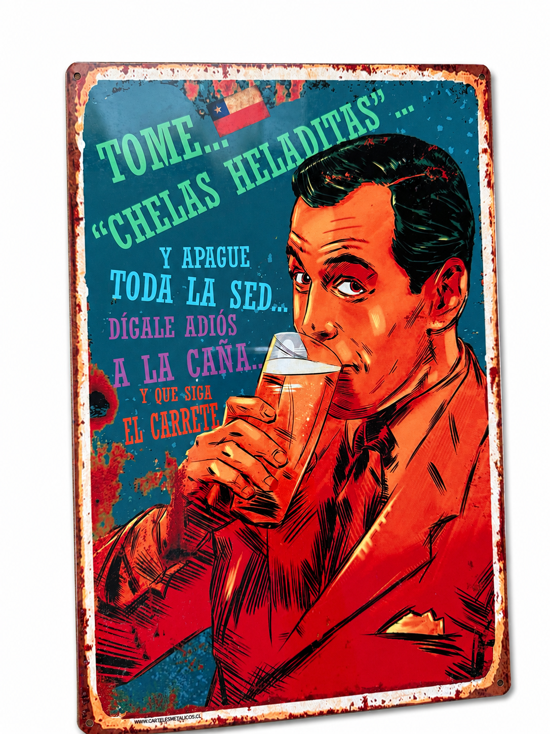 Cartel de metal chileno - Quincho, bar decoracion - 20x30cm