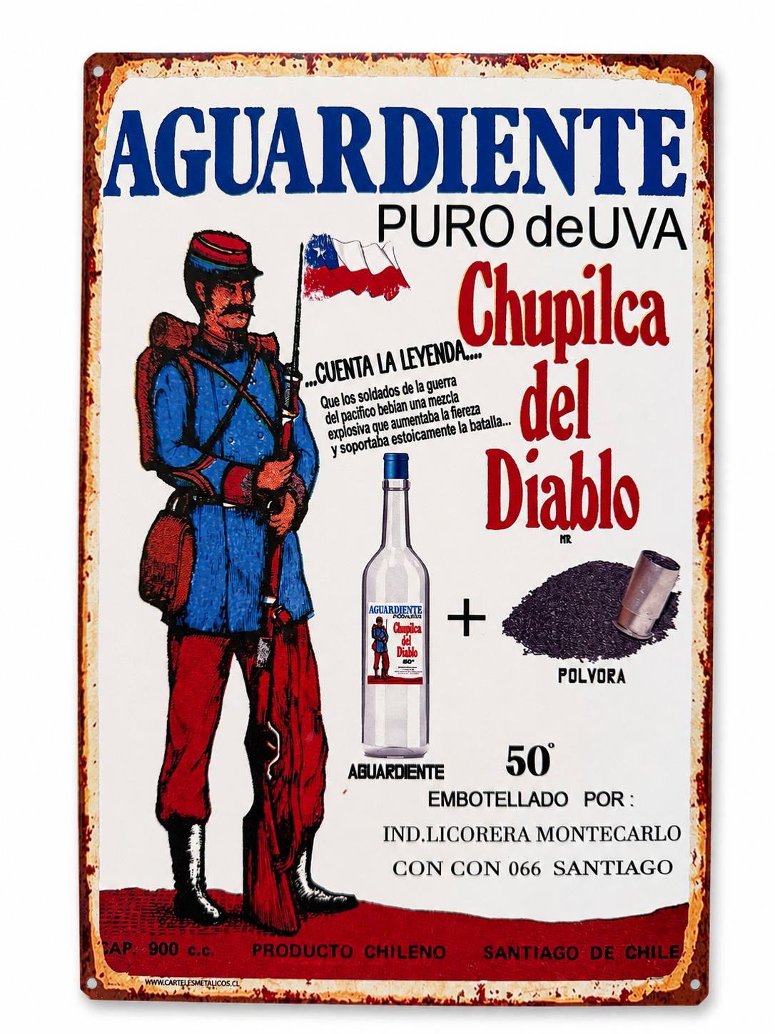 Cartel de metal chileno - Quincho, bar decoracion - 20x30cm