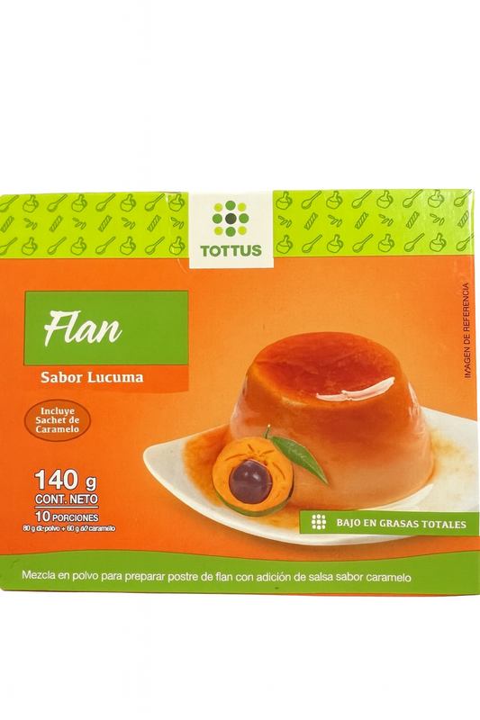 Flan sabor Lucuma y salsa de caramelo