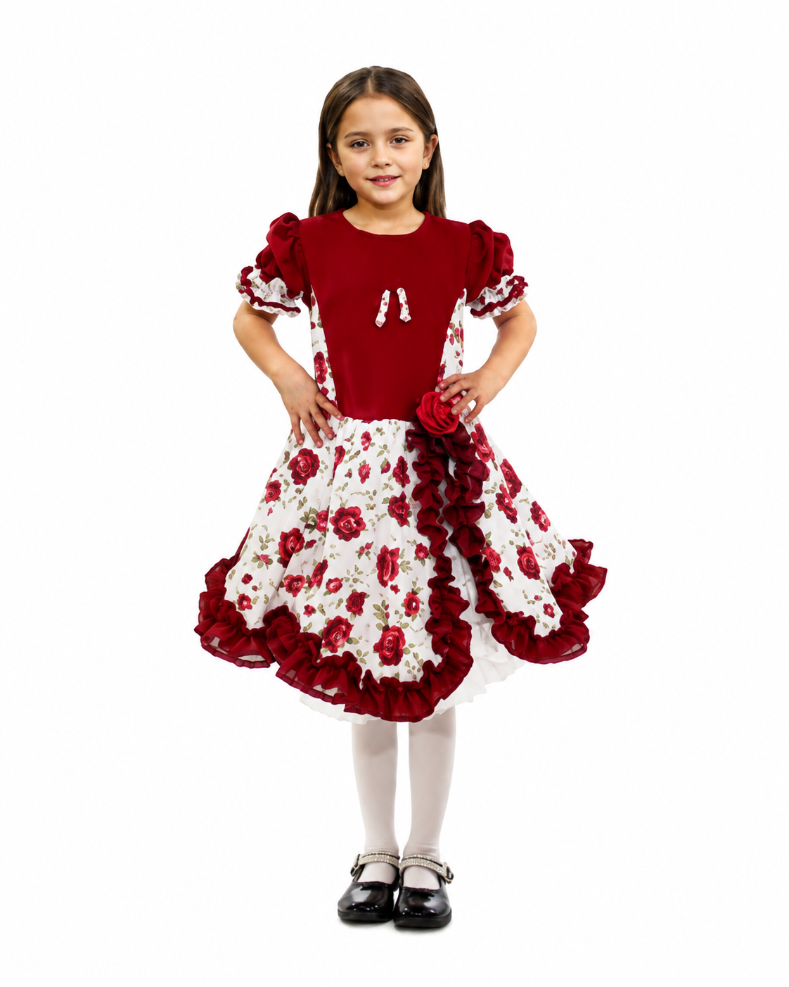 Vestido de huasa para Niña | Vestido de Cueca Chileno para Fiestas Patrias y Folclore - Chilena Cossas 