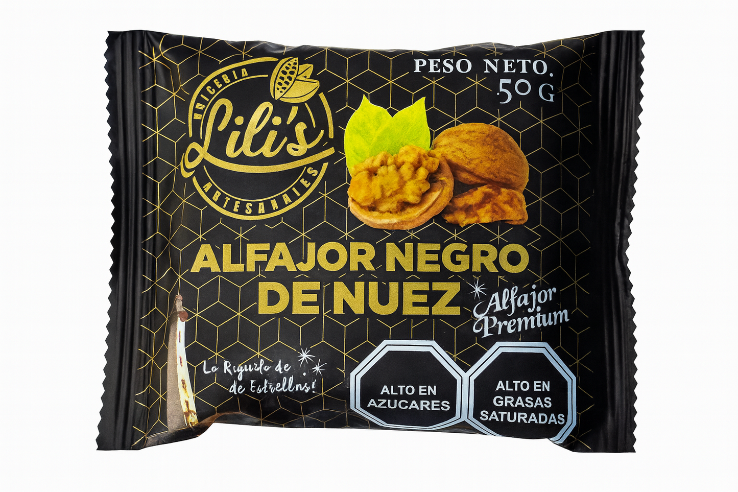 Alfajor Negro de Nuez Lili’s Artesanales – 50 g (Alfajor Premium)