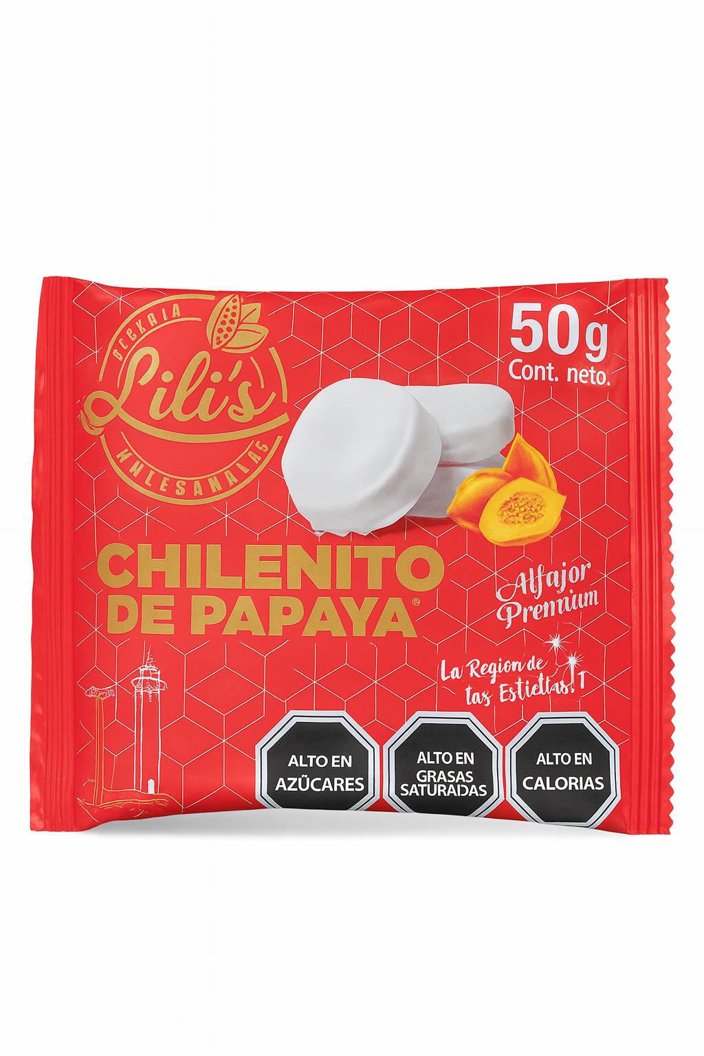 Chilenito de papaya - alfajor cubierto de merengue - Chilena Cossas 
