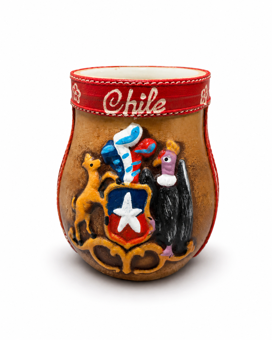 Matero Chileno Artesanal de Cuero y Telar –  Matero Tradicional Hecho en Chile | Regalo Típico Chileno - Chilena Cossas 