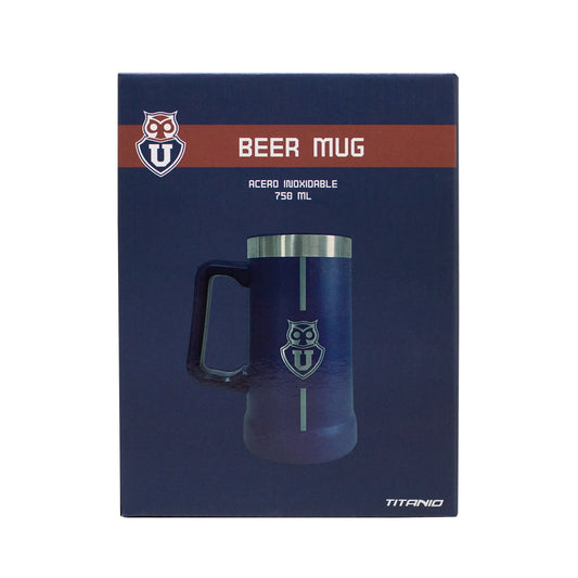 Beer mug tazón acero inoxidable Universidad de Chile 750ml schopero azul regalo hincha