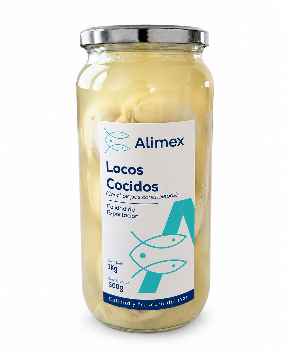 Locos cocidos en frasco - Alimex - Producto Chileno