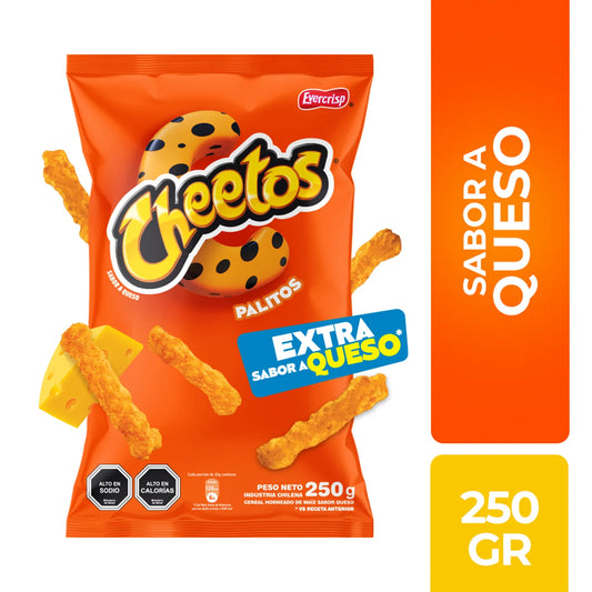 Cheetos Palitos Extra Sabor a Queso 250 g – Snack Chileno Importado