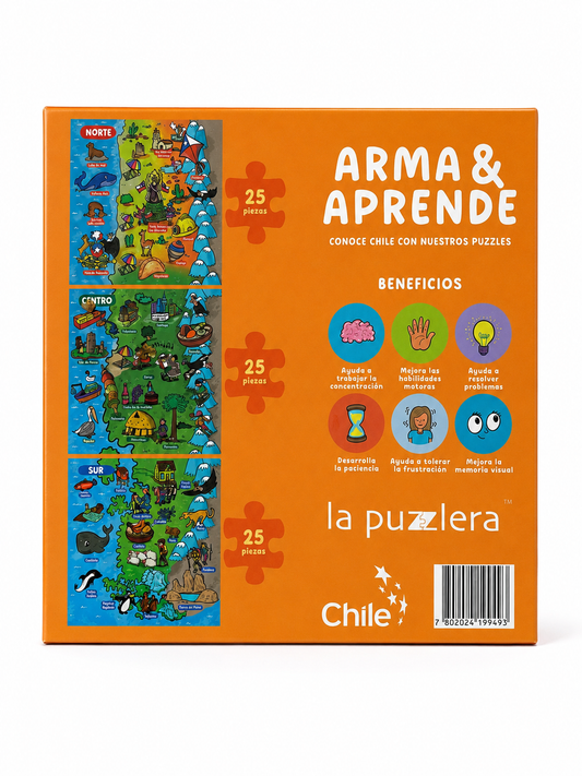 Puzzle magnetico Mapa de Chile - 3 en 1