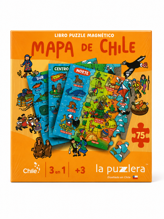 Puzzle magnetico Mapa de Chile - 3 en 1