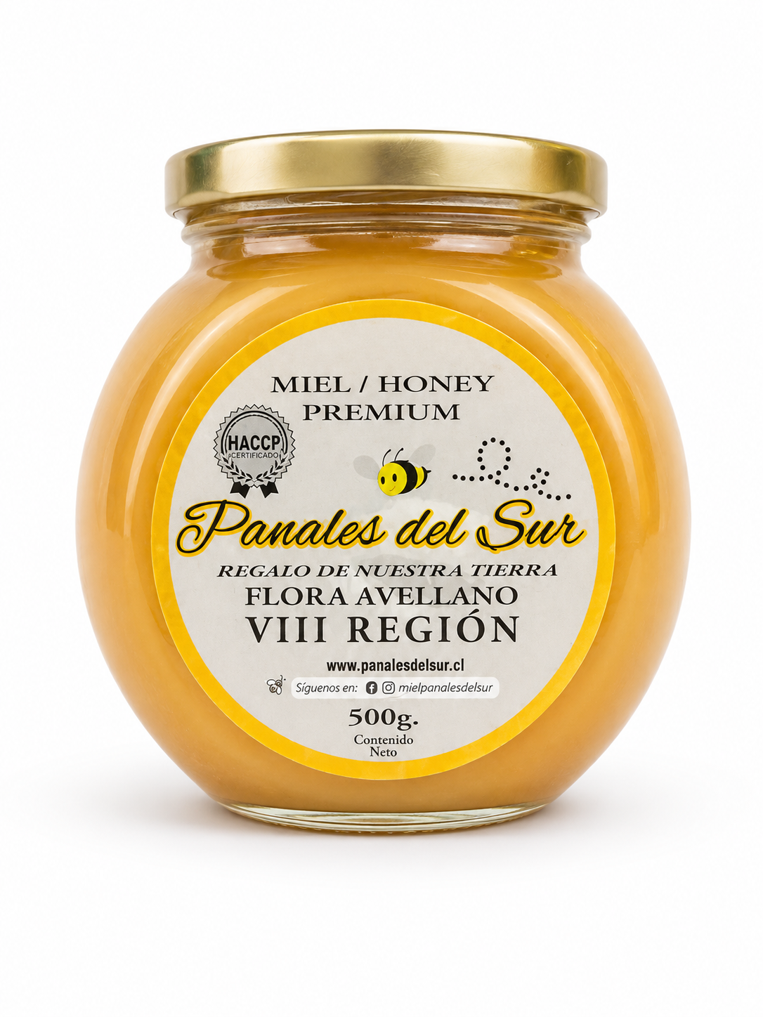 Miel Premium Panales del Sur Flora de Avellano – VIII Región de Chile, 500 g
