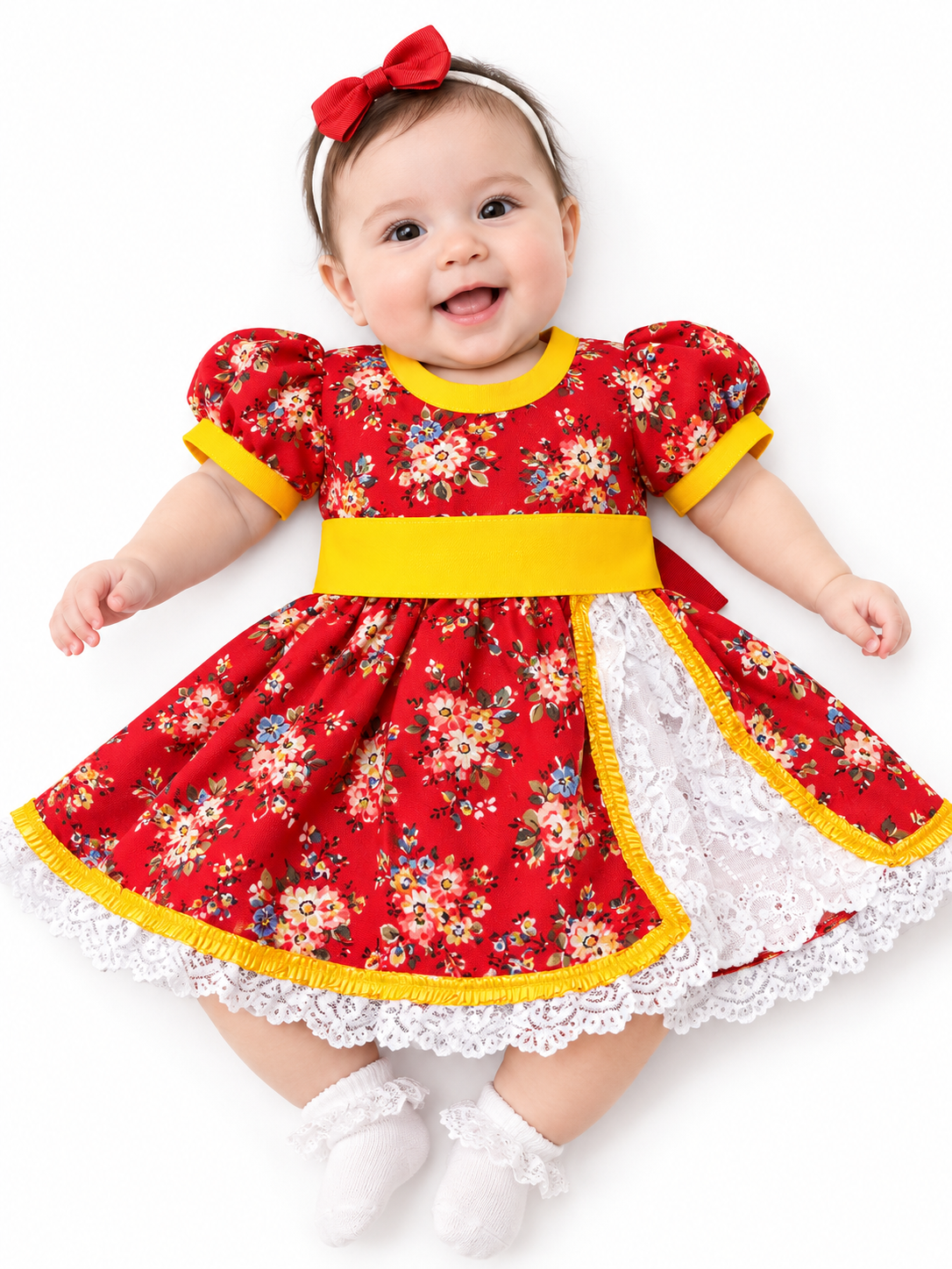 Vestido de huasa para Niña | Vestido de Cueca Chileno para Fiestas Patrias y Folclore