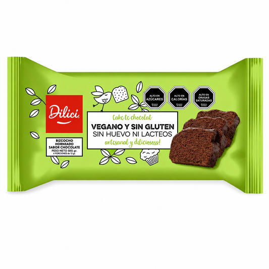 Bizcocho Vegano de Chocolate Sin Gluten Dilici 300g - queque vegano