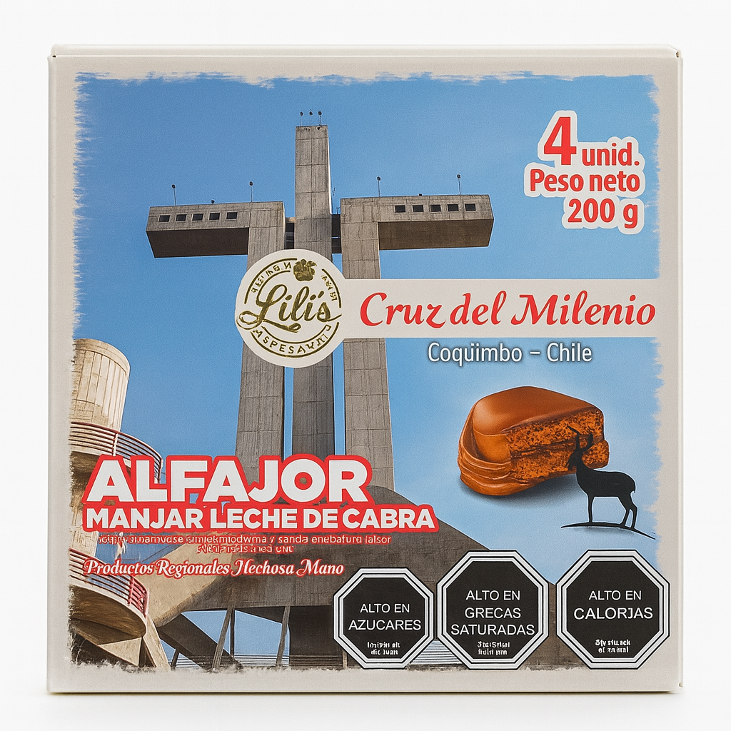 Alfajores pack 4 unidades Lili’s 200g - diseños de lugares de Chile