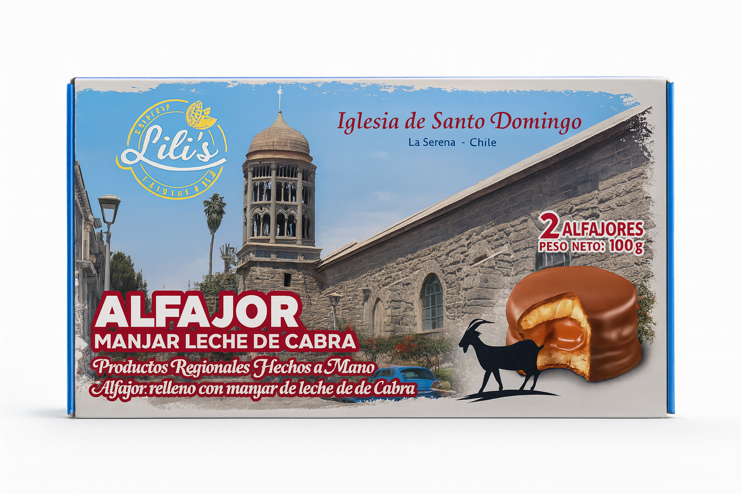 Alfajores pack 2 unidades Lili’s 100g - diseños de lugares de Chile