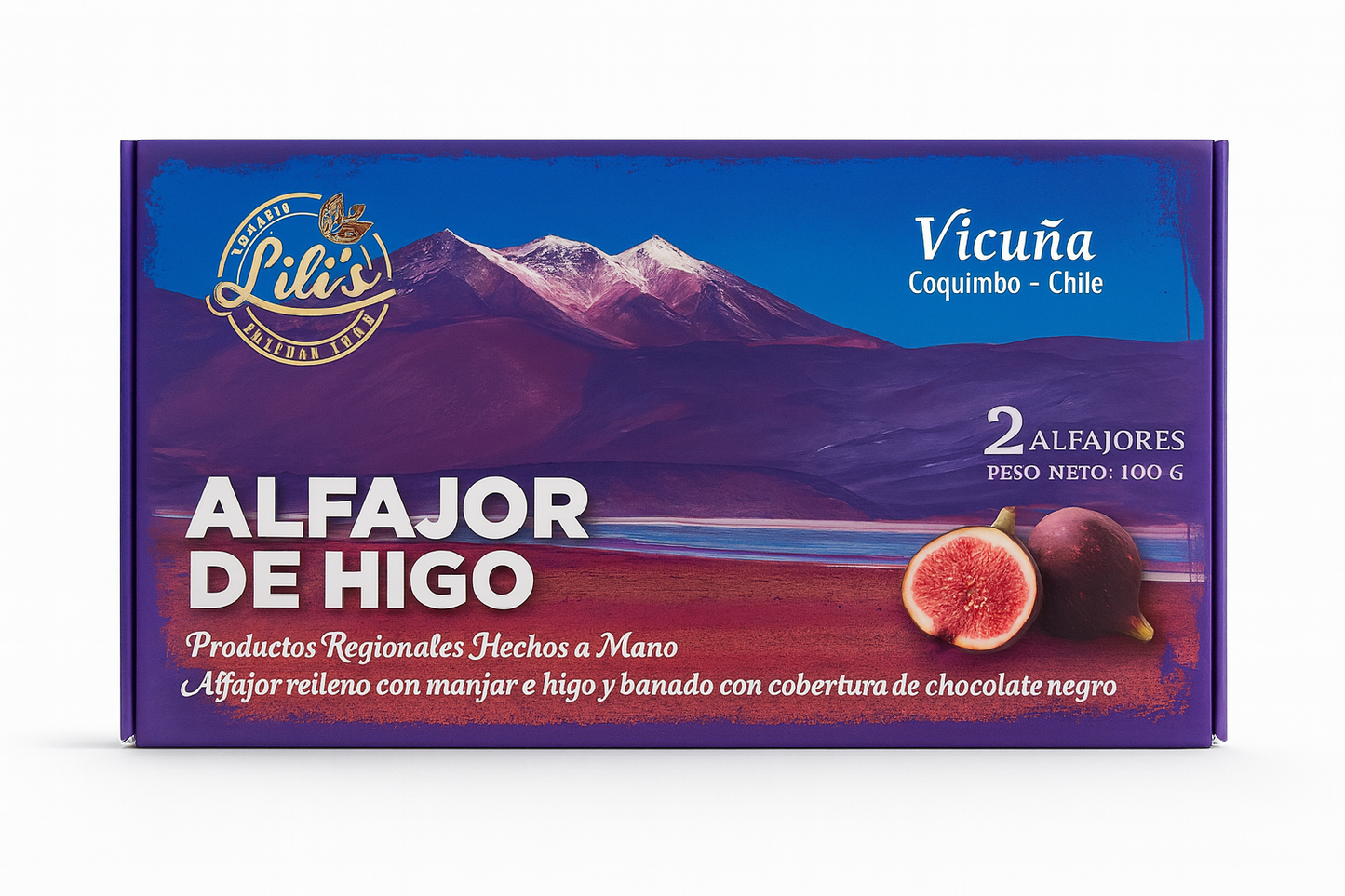 Alfajores pack 2 unidades Lili’s 100g - diseños de lugares de Chile