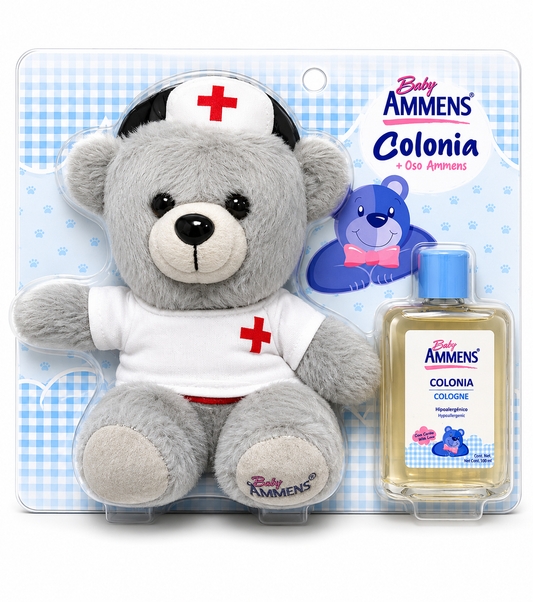Baby Ammens Colonia 120ml + Oso | Set de Regalo para Bebé
